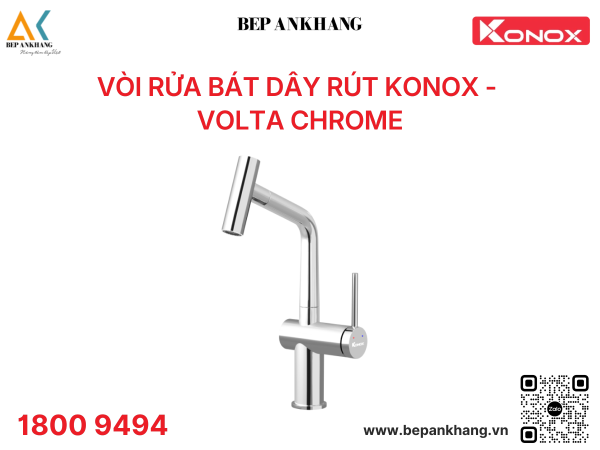  Vòi rửa bát dây rút Konox - Volta Chrome